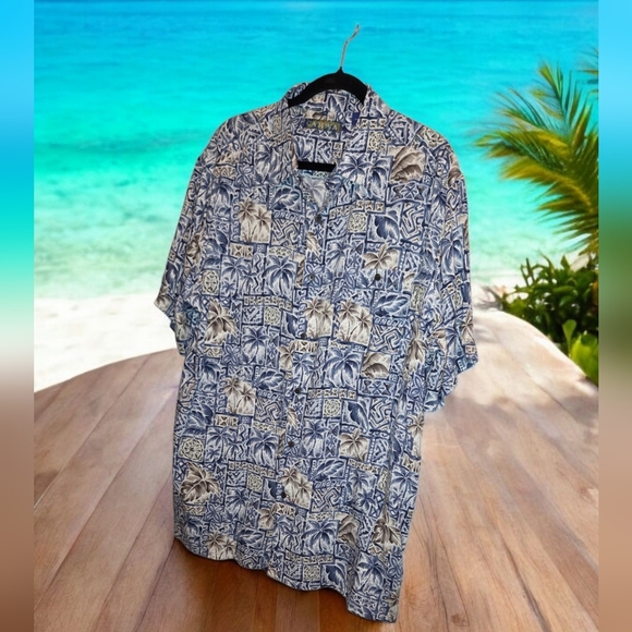 Campia Other - Campia, Tropical Print Men's Casual Button Up Shirt, EUC